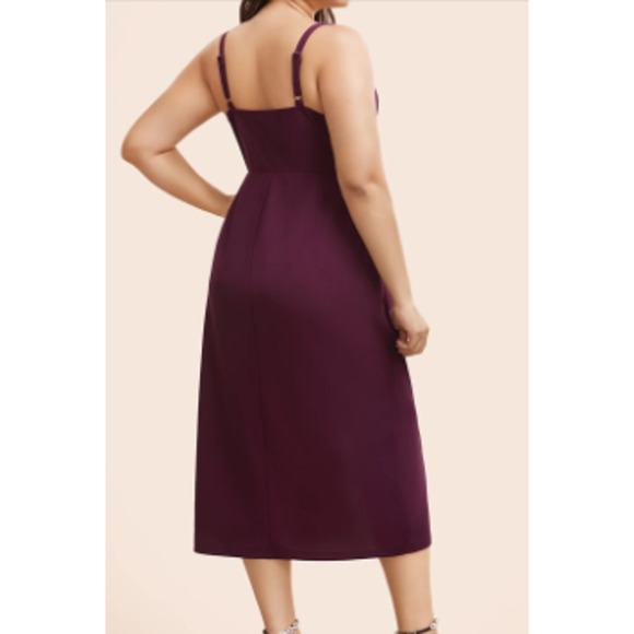 BLOOMCHIC 14-16 1X Plus Purple Pleated Detail Strap Wrap hem midi Dress NWT 0B7 - Picture 2 of 11